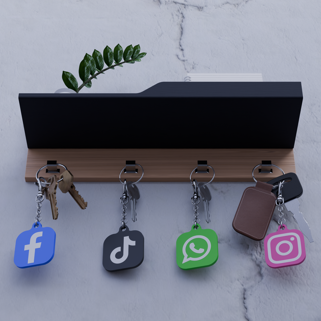מחזיק מפתחות לוגו רשתות חברתיות מודפס בתלת-ממד – בעיצוב אישי וייחודי