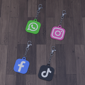 מחזיק מפתחות לוגו רשתות חברתיות מודפס בתלת-ממד – בעיצוב אישי וייחודי